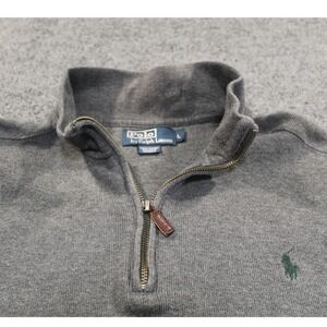 Polo Ralph‎ Lauren Mens Gray Cotton 1/4 Zip Pullover Sweater Size L